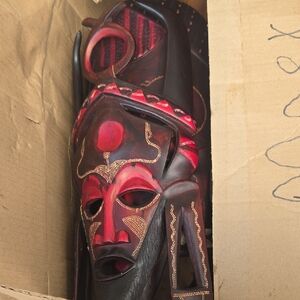 Handcrafted Red and Black Tribal Mask